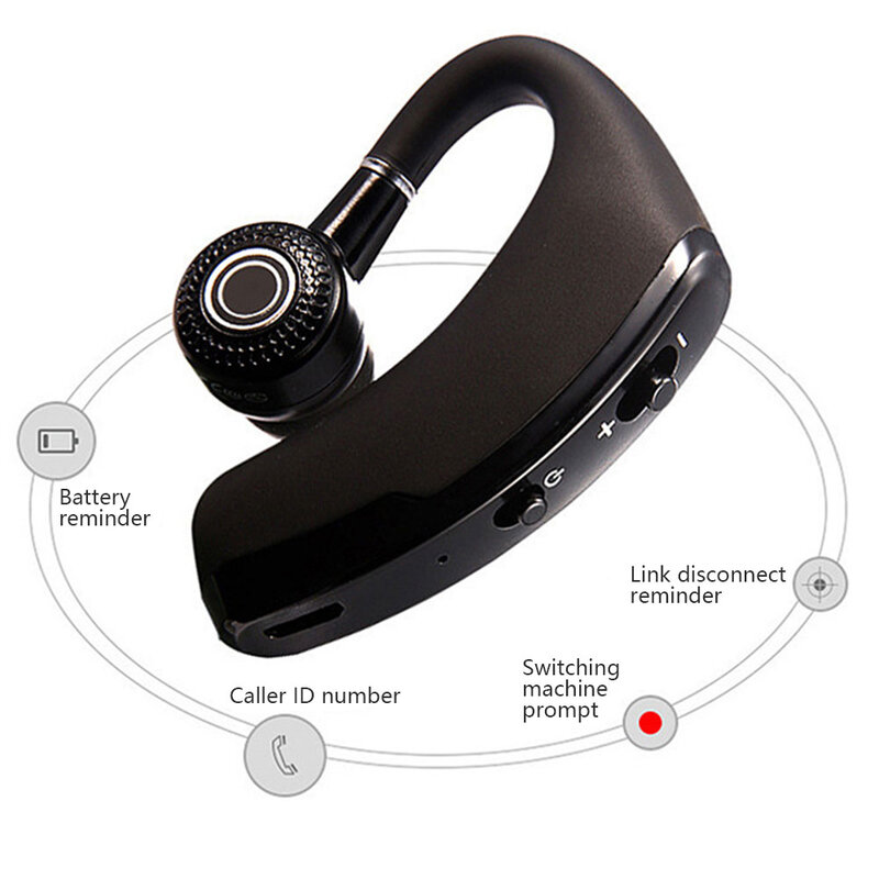 V9 TWS Bluetooth 이어폰 무선 헤드폰 핸즈프리 비즈니스 헤드셋 (마이크 드라이브 포함) 스마트 폰용 스포츠 이어폰