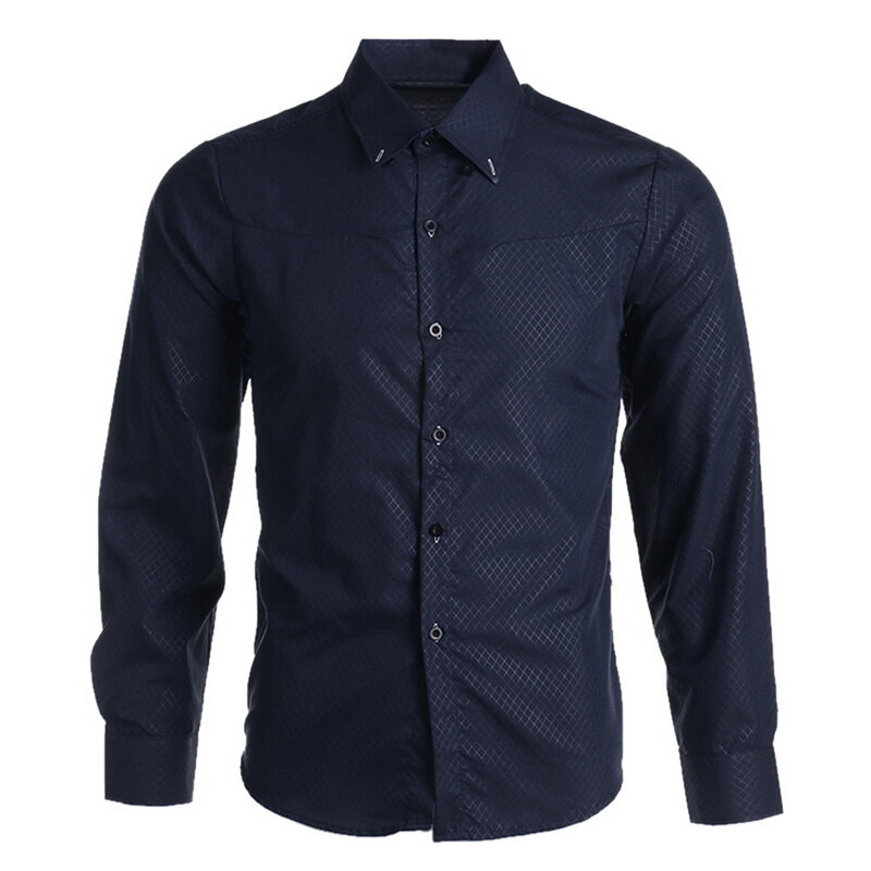 Oeakメンズ長袖シャツ2019新ファッションチェック柄無地ボタンはスリムフィットビジネスカジュアルソフト通気性シャツ