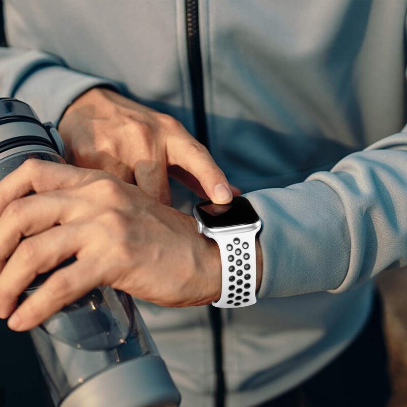 Силиконовый ремешок для Apple Watch band 44 мм 40 мм 38 мм 42 мм 44 мм дышащий ремешок для часов correa браслет iWatch 3 4 5 6 se 7 45 мм 41 мм