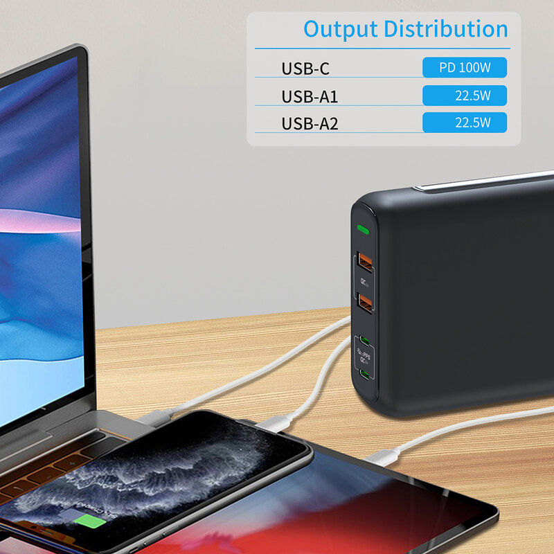 Urvns-Apple Macbook Pro,iPhone,Xiaomi用の高速マルチポートUSB充電器,150W,4.0タイプC,PD 3.0 W,65W,100