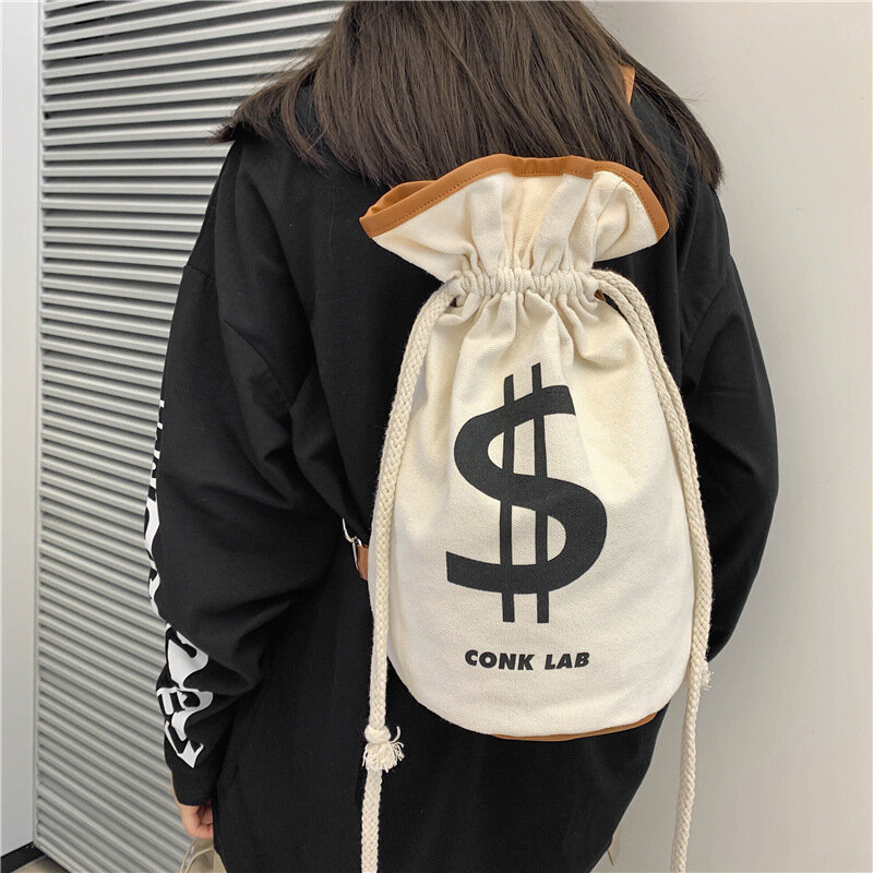 ファッションマネーバッグデザインのバケットバッグ女性のキャンバス財布とハンドバッグカジュアルクロスボディバッグ女性ショルダーバッグデザイナートートバッグ