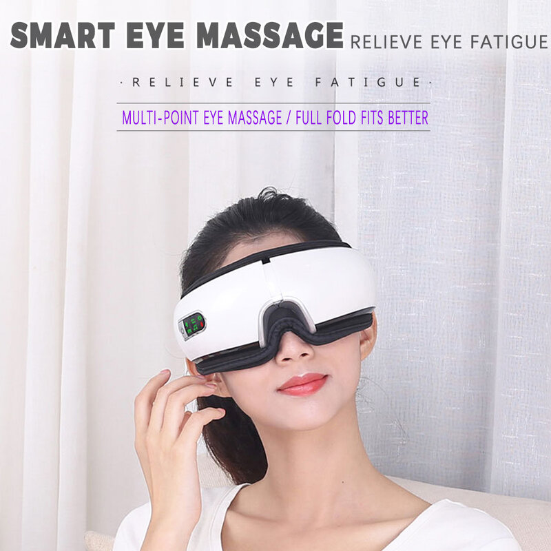 Massageador de olhos compatível com bluetooth, vibração spa música elétrica dobrável instrumento de aquecimento massagem de fadiga dos olhos