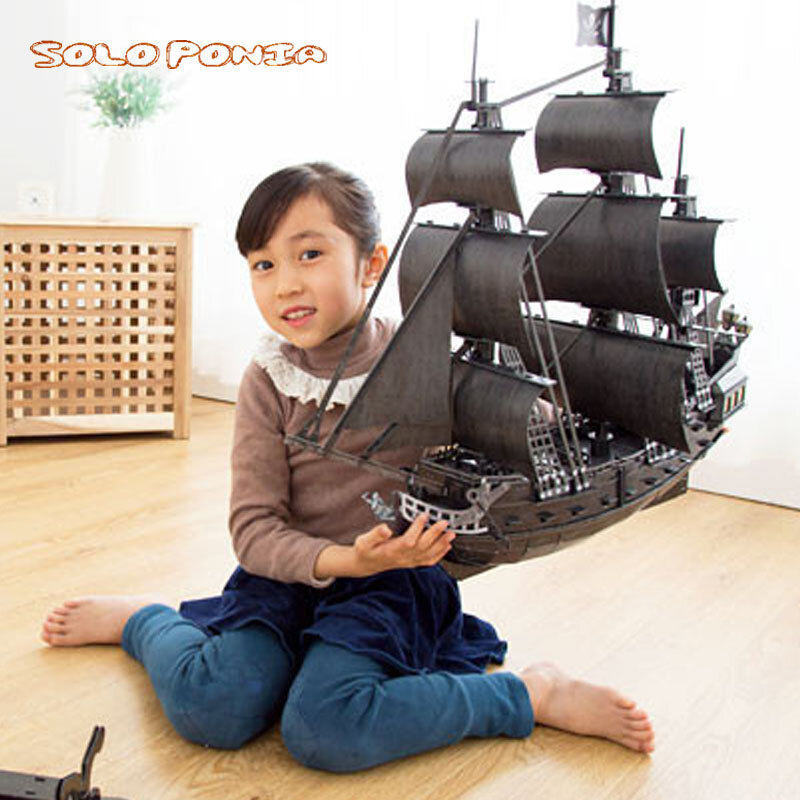 Super enorme 68 cm grande rainha anne vingança de piratas do caribe conjunto de papelão navio veleiro modelo kits de construção brinquedos