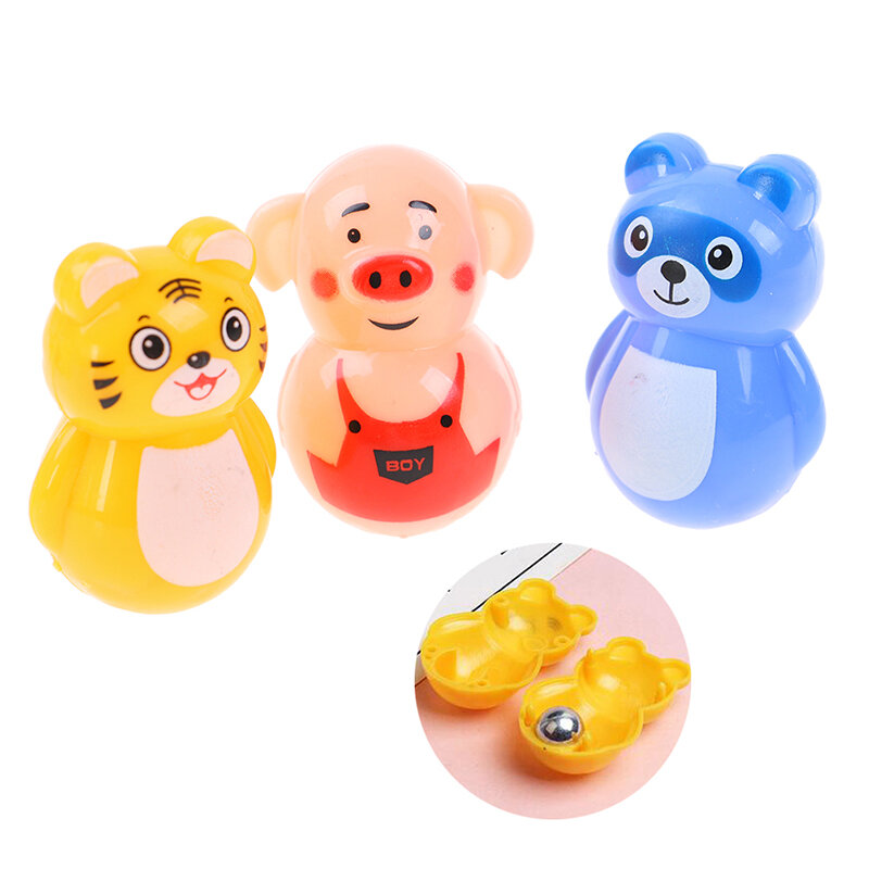 1pc Tumbler urocza roly-poly plastikowe Cartoon zwierząt Tumbler grzechotki toczące się zabawki dla niemowląt noworodka dekoracji zabawki