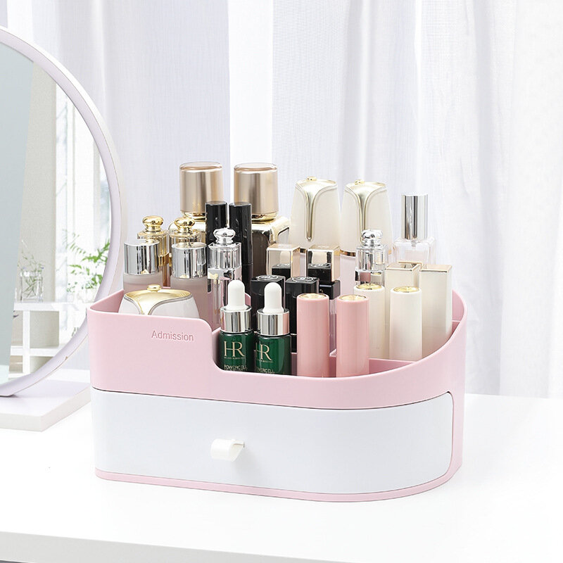 Organizador de maquillaje de gran capacidad, caja de almacenamiento de cosméticos, joyería de escritorio, esmalte de uñas, cajón de maquillaje, contenedor/