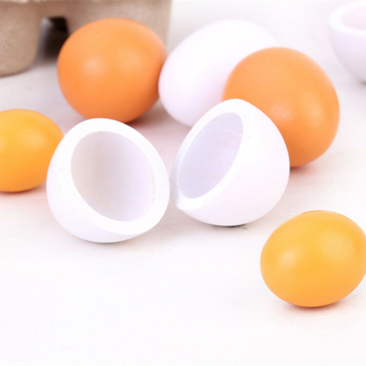 Children's Wooden Diy Toys Simulation Chicken Duck Egg Set 6 Suits Family Games Early Education Blocks