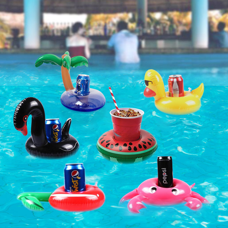 Mini Water Coasters Floating Inflatable Cup Holder Swimming Pool Drink Float Toy Inflatable Circle Pool Coasters Hawaii Style