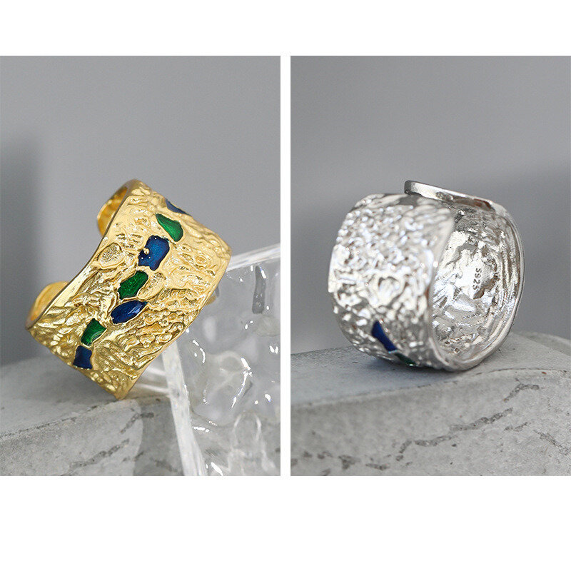 S'STEEL Minimalis Cincin untuk Wanita 925 Sterling Perak Korea Tidak Teratur Emas Disesuaikan Laporan Cincin Permata Perhiasan