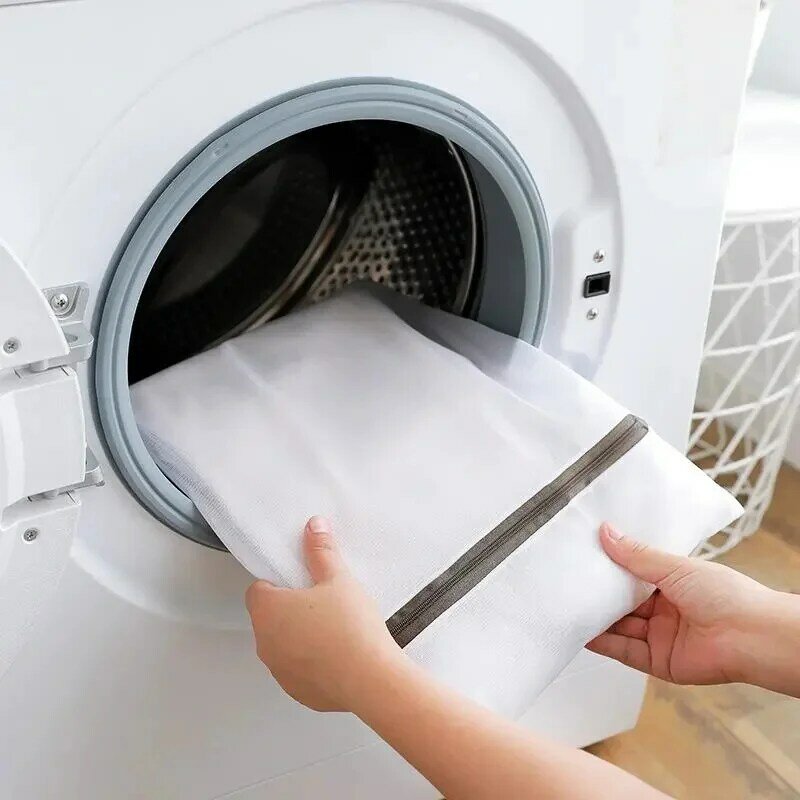 Tas Perawatan Mesin Cuci Benang Putih Jaring Halus Pakaian Dalam Jaring Kasar Tas Pelindung untuk Mencegah Deformasi dengan Ritsleting