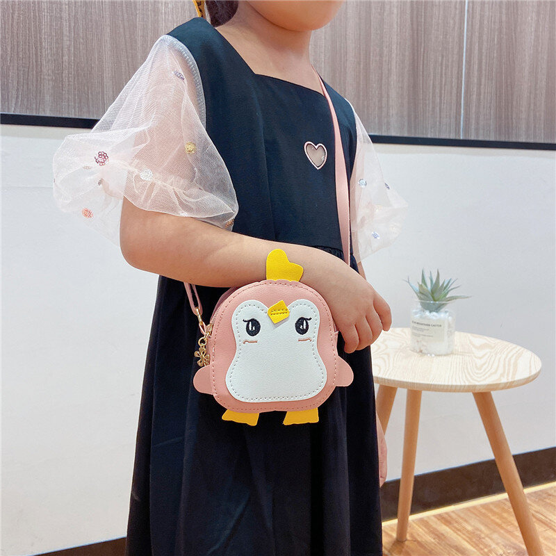 Bolso cruzado para niños y niñas, bolsa de hombro con diseño de pingüino de dibujos animados, monedero para regalo
