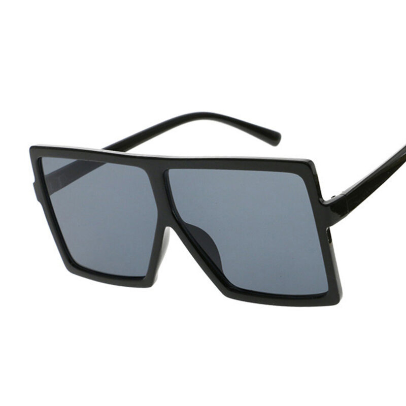 Gafas de sol de gran tamaño para mujer, lentes de sol cuadradas negras a la moda con marco grande, gafas clásicas Retro, Unisex