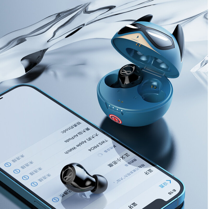 Little Devil TWS bezprzewodowy zestaw słuchawkowy Bluetooth w uchu śliczne piękne Mini słuchawki Anime z mikrofonem zestaw słuchawkowy wodoodporny