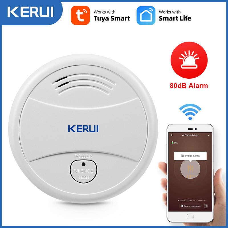 KERUI-Detector de humo inalámbrico para el hogar, protección contra incendios, sensores de bombero, sistema de alarma de seguridad para el hogar, 80db
