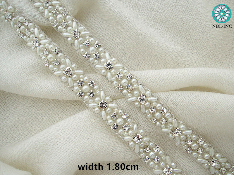 Ceinture de mariée en strass, avec appliques, garniture en perles, accessoires pour robe de mariée, WDD0828, 1 yard