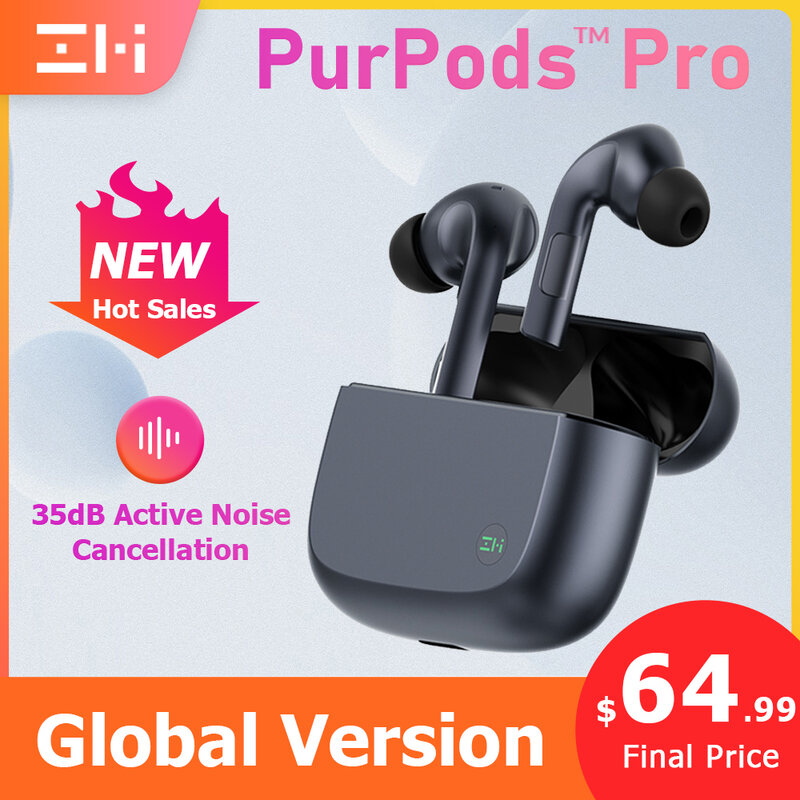 ZMI-PurPods Pro 새로운 글로벌 버전 ANC 무선 헤드폰, 블루투스 5.2 무선 이어폰 방수 이어 버드 이어폰