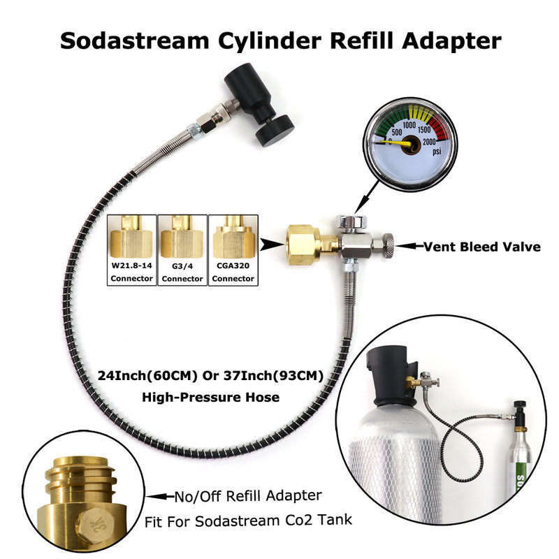 Mới Sodastream Soda Câu Lạc Bộ CO2 Carbon Dioxide Xi Lanh Xe Tăng Nạp Adapter Sạc, Bộ Chuyển Đổi & Kết Nối W21.8-14 Hay CGA320