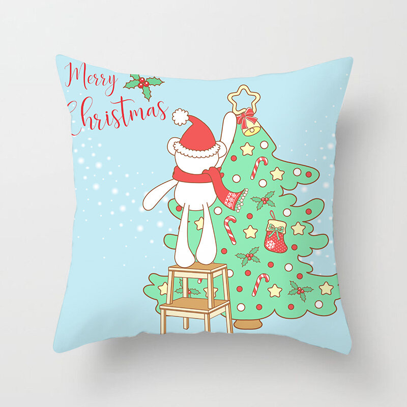 メリークリスマスクリスマススロー枕ケースサンタクロースツリーギフト雪だるまクッションは家のソファチェア装飾枕ケースs