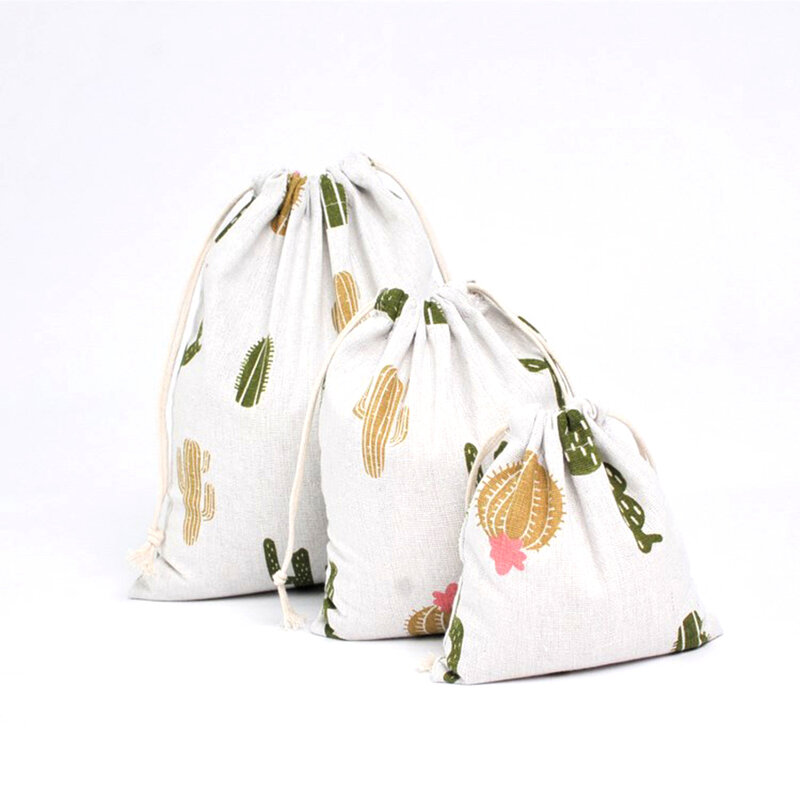 1pcs Small Cloth Bag Pouch Simple Grid Handmade Cotton Linen Storage Package Drawstring tea Bags Small Coin Purse Travel Women