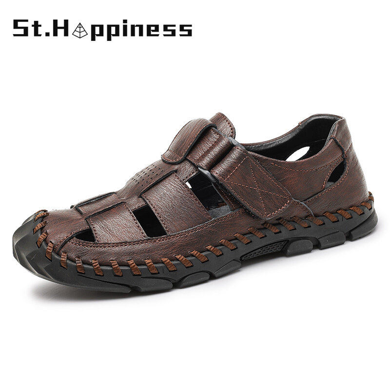 2021 Summer New Men Sandals Fashion Leather Beach Sandals Outdoor Wading Sneakers Classic Gladiator Sandals Slippers Big Size 48