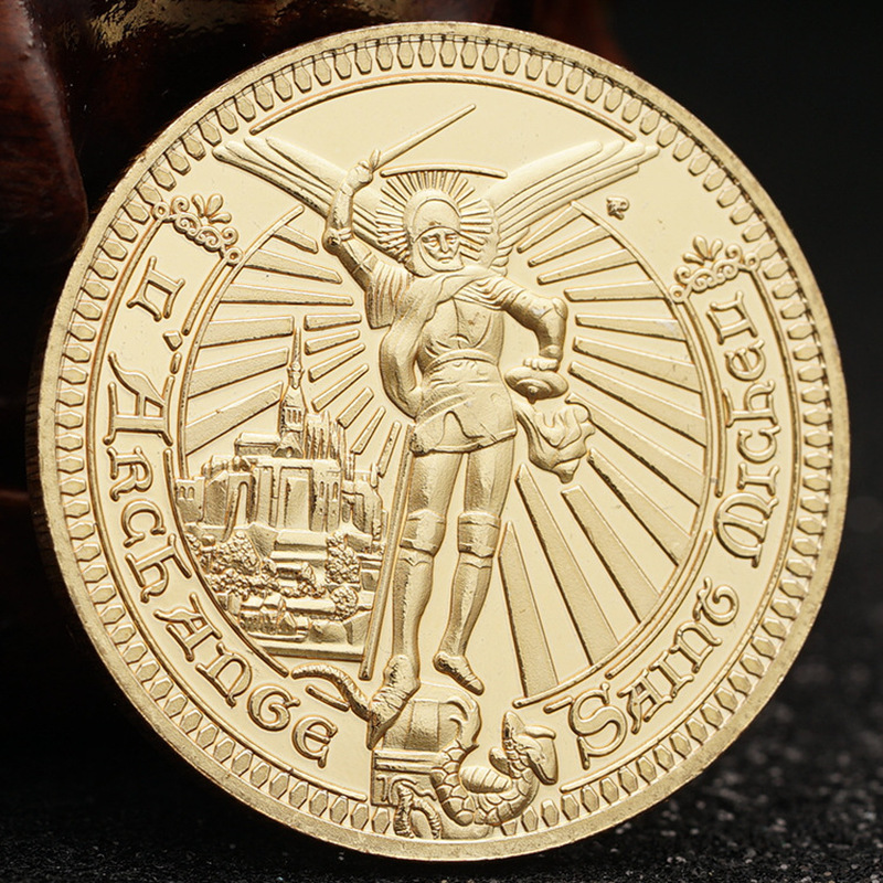 Moneda conmemorativa de Iglesia Católica, Micro relieve de oro, moneda conmemorativa pintada en negro, monedas de oro coleccionables