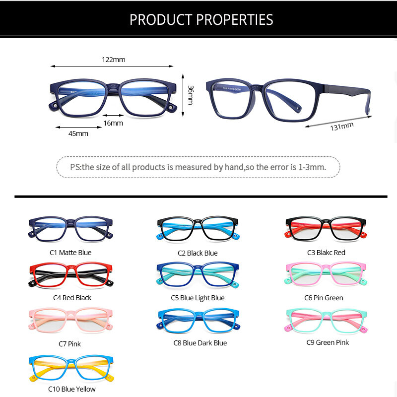 COASION TPEE – lunettes flexibles Anti-lumière bleue pour enfants, lunettes de jeu vidéo sur ordinateur, pour garçons et filles âgés de 3 à 12 ans, CA1609