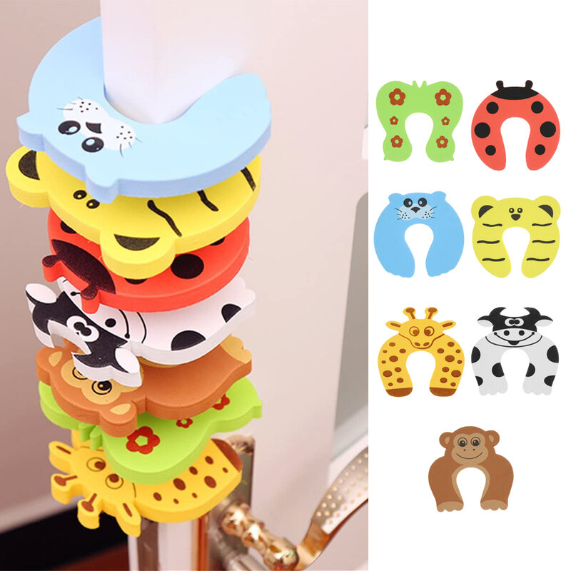5Pcs Cartoon Door Stopper Protection Baby Safety Animal Security Door Stopper Baby Card Lock Newborn Care Child Finger Protector