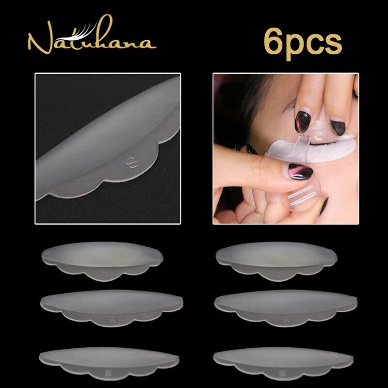 NATUHANA 6pcs Eyelash lifting Silicone pads set Eye lash extension lift perming kit tool Eyelash Lift Curlers Curl Shields pads