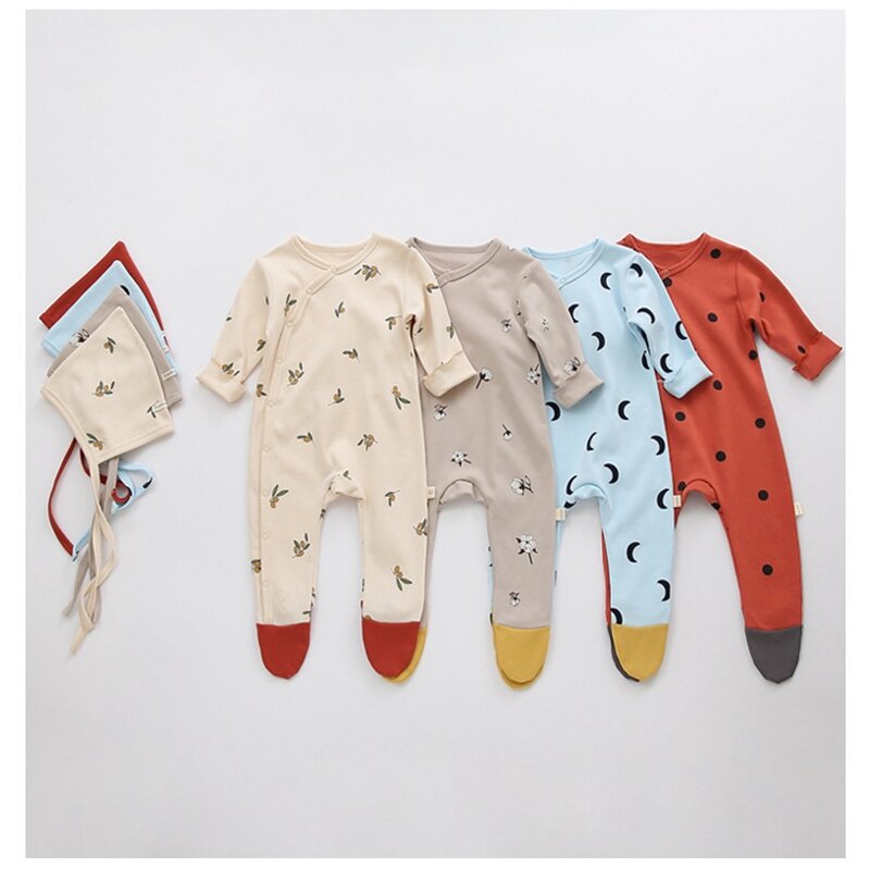 0-24M nowonarodzone dziecko Baby Boy dziewczyny ubrania jesień zima drukuj Romper słodkie słodkie bawełniane ciepły kombinezon piękny rozciągliwy opięty strój