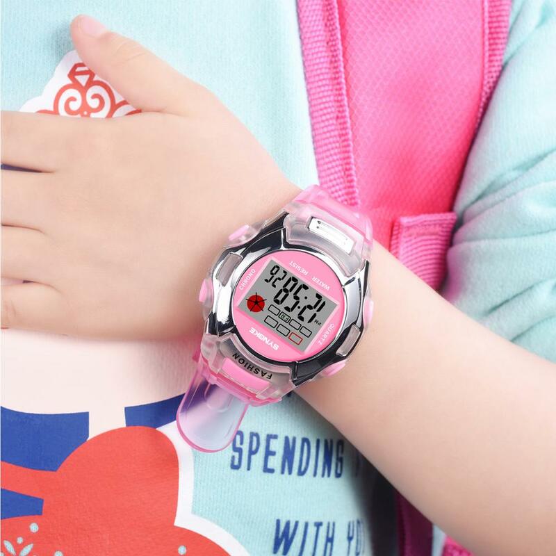 Часы наручные SYNOKE детские цифровые, спортивные водонепроницаемые светодиодные электронные, с резиновым ремешком, подарок для девочек и мал...
