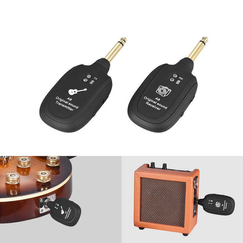 A8 uhf receptor e sistema de transmissão sem fio para guitarra elétrica, baixo, violino