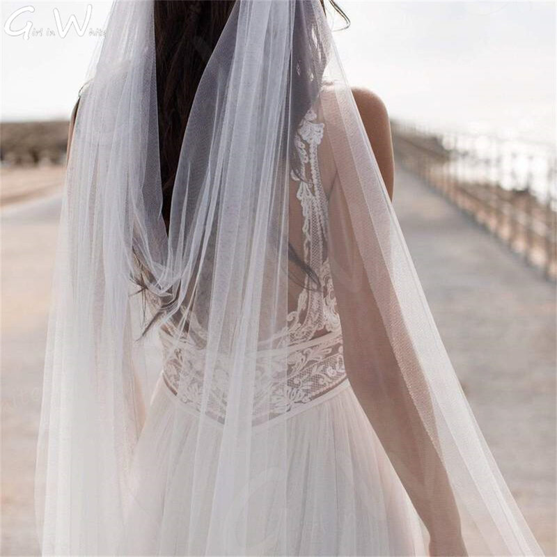 Женское свадебное платье It's yiiya, белое Тюлевое платье с V-образным вырезом, разрезом, открытой спиной, в богемном стиле на лето 2019