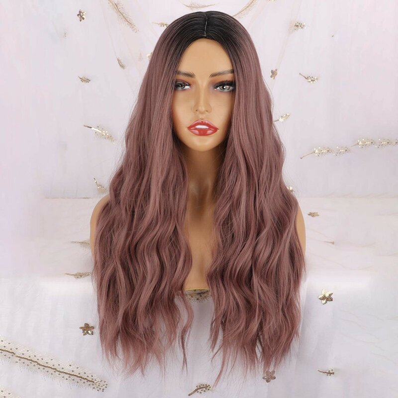 Peluca de cabello humano rizado para mujer, conjunto de cabello de 24 pulgadas con Micro rizos, color rosa, con encaje y alambre curvado de alta temperatura con Red rosa