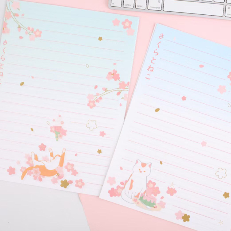 1 Set Set Kertas Surat Amplop Kucing Cantik Surat Pengakuan Undangan Pernikahan Perlengkapan Kantor Sekolah Alat Tulis