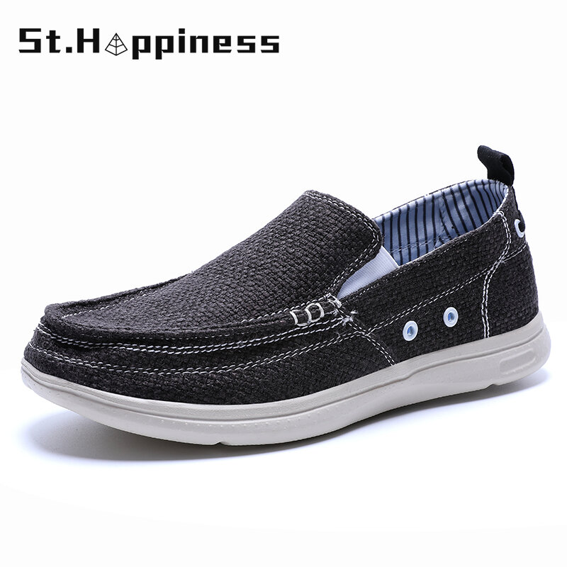 2021 Summer Men Canvas Boat Shoes Outdoor Convertible Slip On Loafer Moccasins Fashion Casual Flat Non-Slip Deck Shoes Big Size