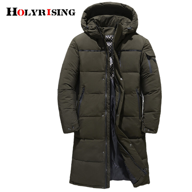 남성용 롱 다운 코트, 겨울 화이트 덕 다운 재킷, 후드 패션, 방풍 방수, 두꺼운 따뜻한 코트 19719, 5XL