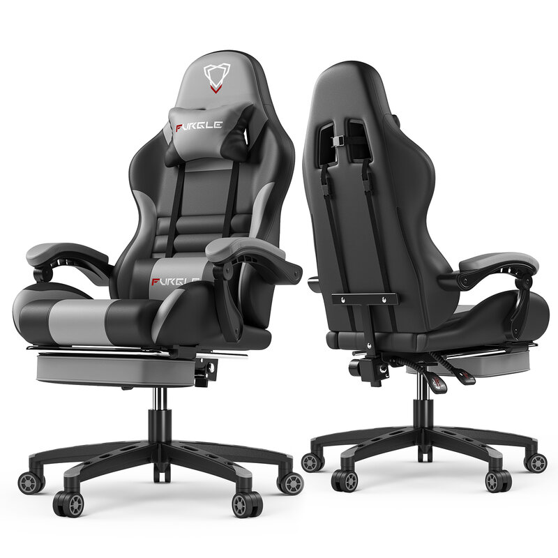 Furgle-silla de oficina con reposapiés para Gaming, soporte Lumbar, giratoria, de cuero, para ordenador y escritorio, Serie PRO