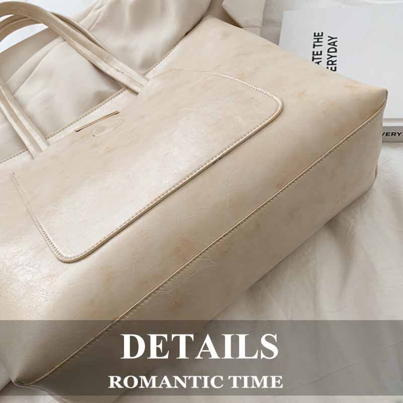 Shopping Bags Women PU Chic Fashion All-match Large Capacity Chic Office Ladies Travel Bag Single-shoulder Simple Vintage New