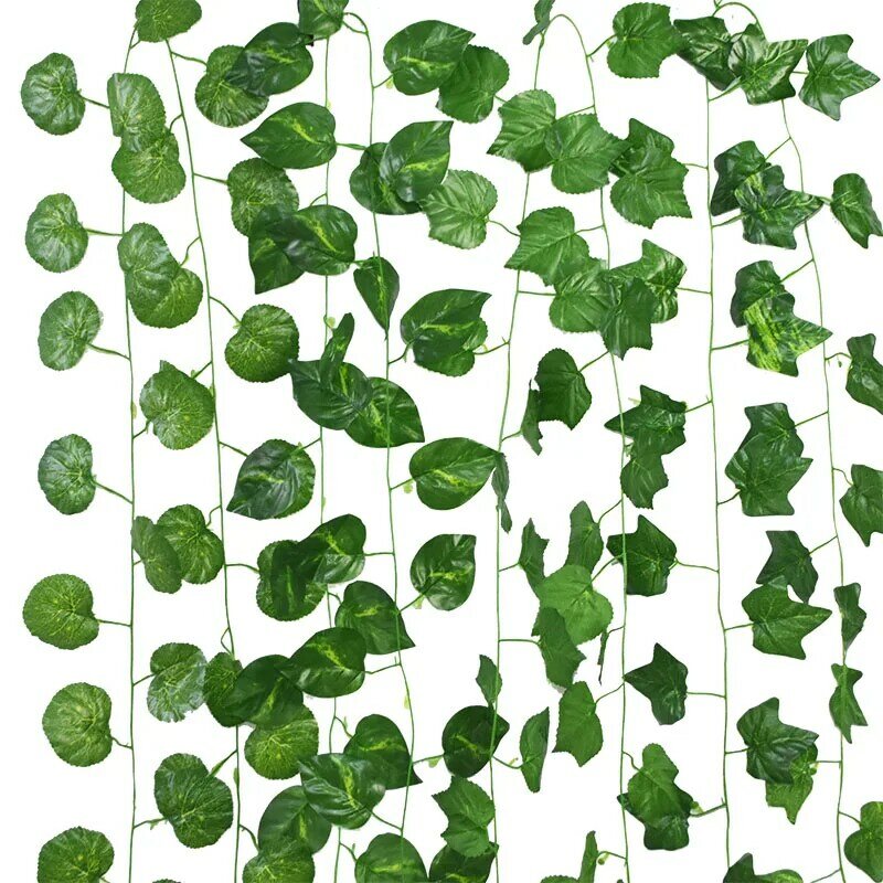 إكليل من أوراق اللبلاب الأخضر الاصطناعي ، 2.3 متر ، نباتات الروطان ، أوراق الشجر المزيفة ، زخرفة جدارية DIY للمنزل ، الحديقة ، الزفاف