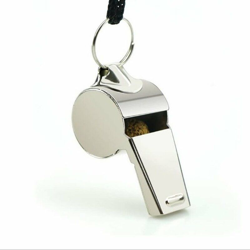Stainless Steel Whistle With Lanyard First Aid Fan Whistle Metal Sports Referee Loud And Clear Whistle