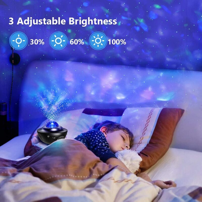 다채로운 별이 빛나는 프로젝터 빛 하늘 갤럭시 블루투스 USB 음성 제어 음악 플레이어 별이 빛나는 밤 빛 로맨틱 프로젝션 램프