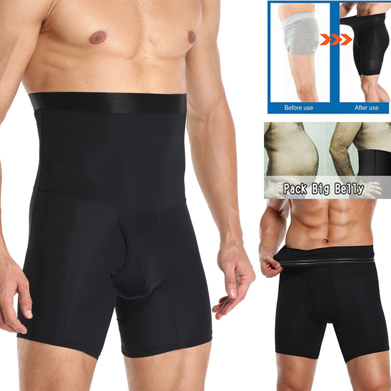 Short contrôle du ventre pour hommes, taille haute, façonnant le corps, sans couture, ceinture abdominale, Boxer, pantalon US