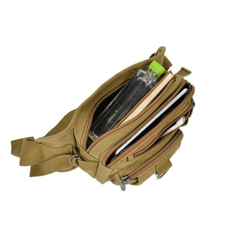JCHENSJ – sac de ceinture en toile pour homme, sacoche décontractée de grande capacité avec plusieurs poches, sac de mode solide pour l'extérieur