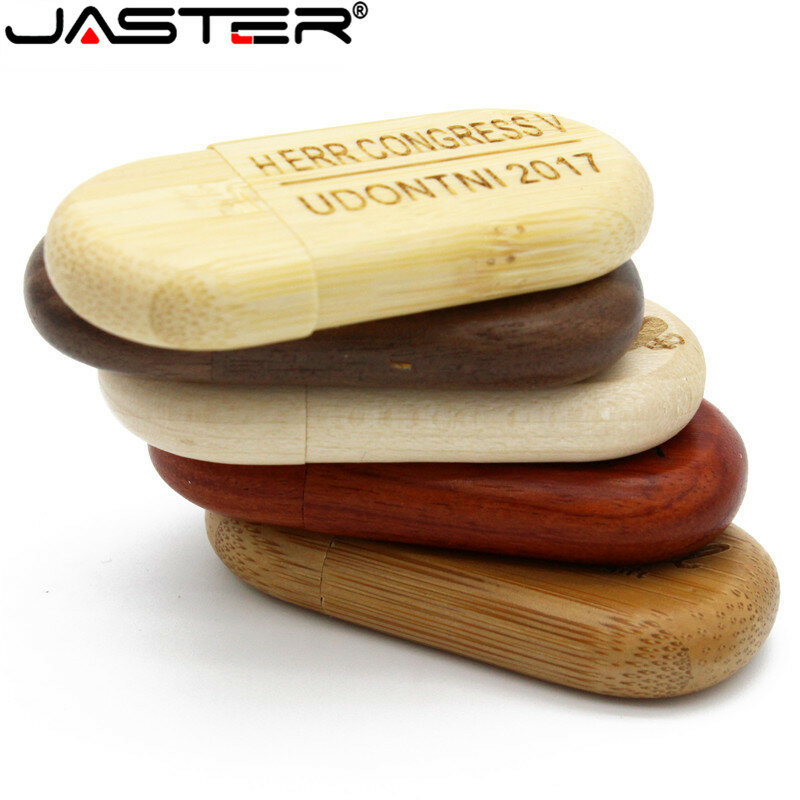 JASTER-unidad de memoria usb de madera, pendrive de 4gb, 8gb, 16 gb, 32 gb, 64 gb, 128gb, logotipo Flash de boda, 2,0