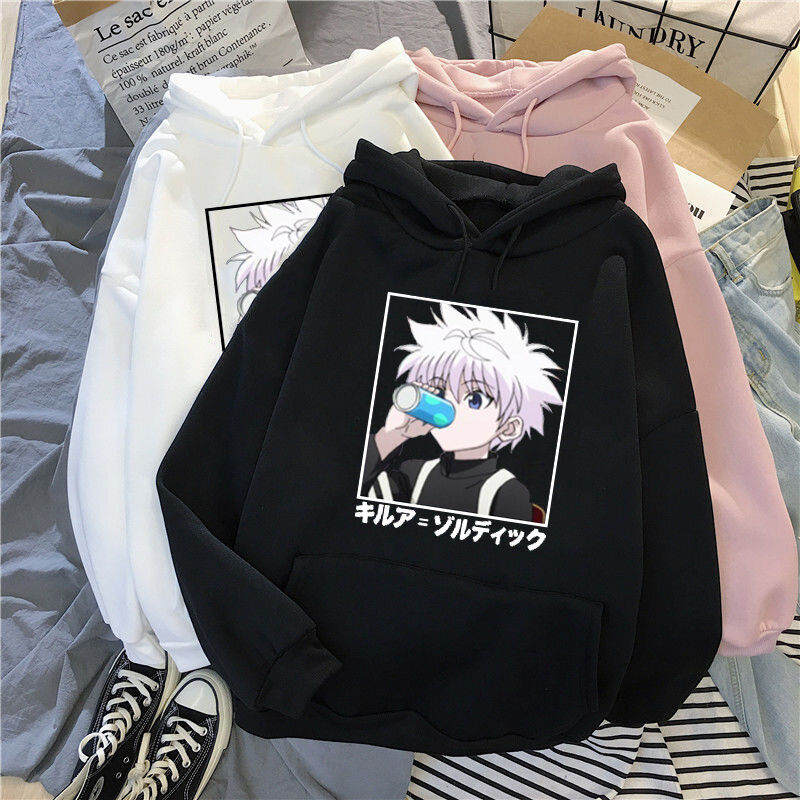 Kawaii hunter x hunter hoodies moletom killua zoldyck anime manga preto hoodies bluzy topos roupas