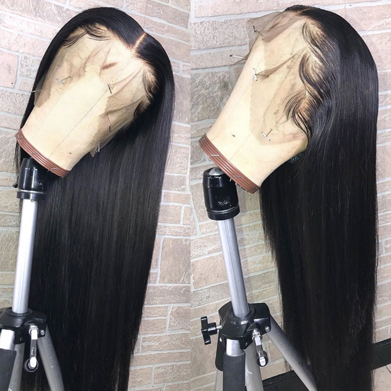 Pelucas de cabello humano peruano Remy para mujeres negras, pelo liso de 30 pulgadas, con cierre de encaje, prearrancado, 13x6x1, P4/27