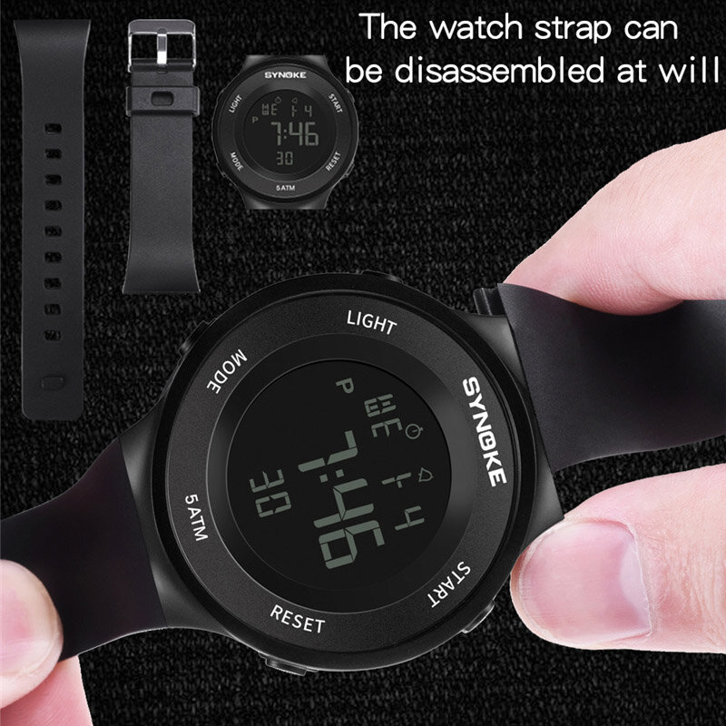 Synoke digital relógios masculinos marca de luxo ultra-fino led relógio de pulso eletrônico feminino à prova dwaterproof água esporte relógio masculino + cinta