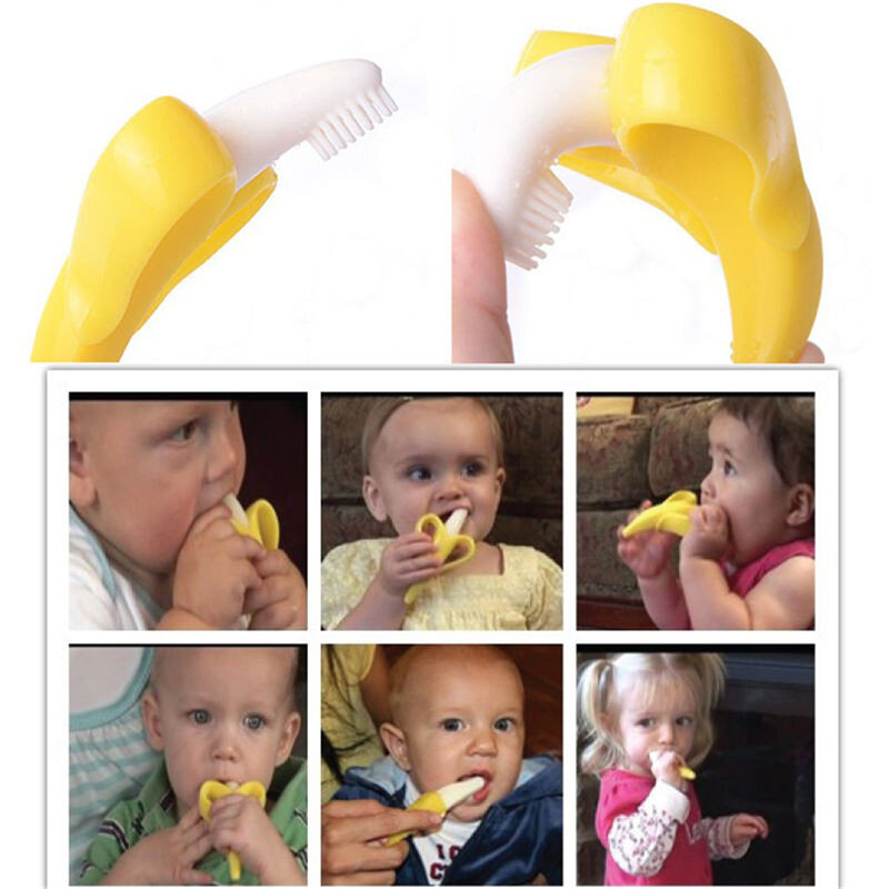 Giocattoli per massaggiagengive per bambini Toddle sicuro BPA Banana gratuita anello per dentizione Silicone masticare cura dentale spazzolino da denti perline per allattamento regalo per neonato