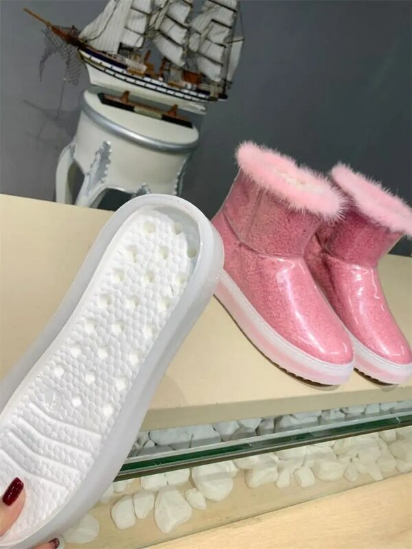 Ollymurs Sepatu Bot Salju 2021 Sepatu Bot Wanita Kasual Sapatos Femininos Transparan Datar