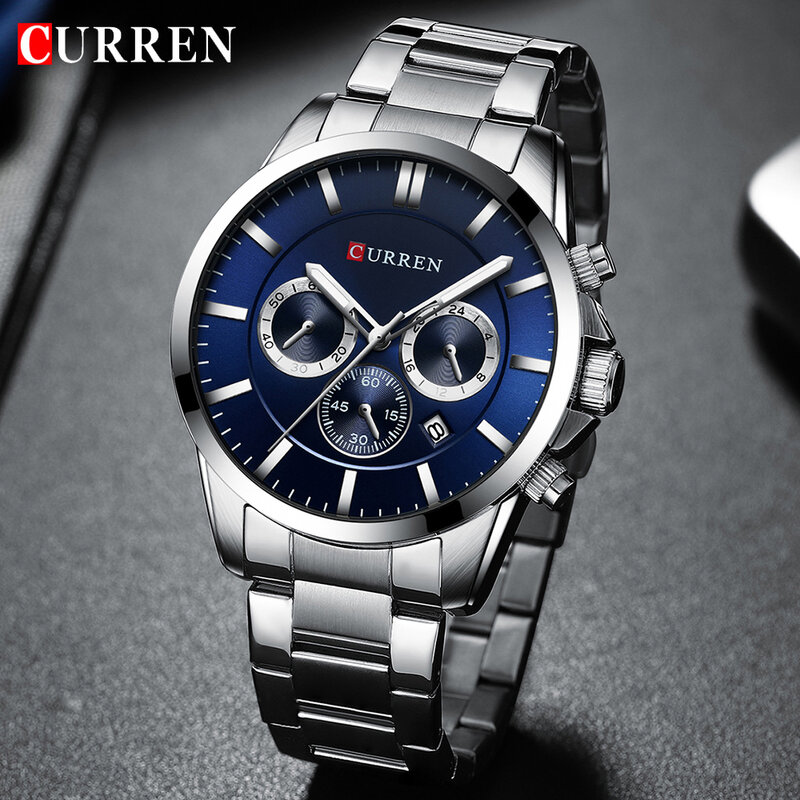 Neue CURREN Uhr Männer Top Marke Luxus Quarz Sport Uhr Mens Casual Military Armbanduhr Edelstahl Uhr Mit Chronograph