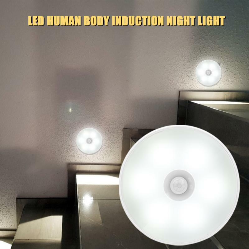 Lâmpada de led usb recarregável, 0.6w, sensor humano, luz noturna, 6 contas, armário, guarda-roupas, lâmpada de parede para casa, quarto, corredor